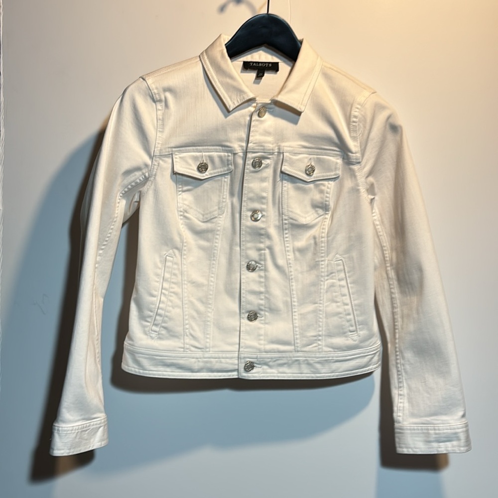 White Denim Talbots Jacket Size XS Like New!